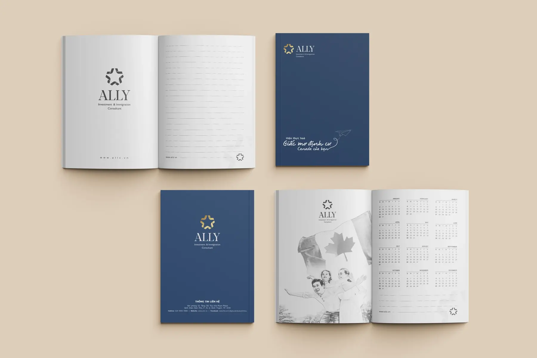 Brand calendar presentation design mockup