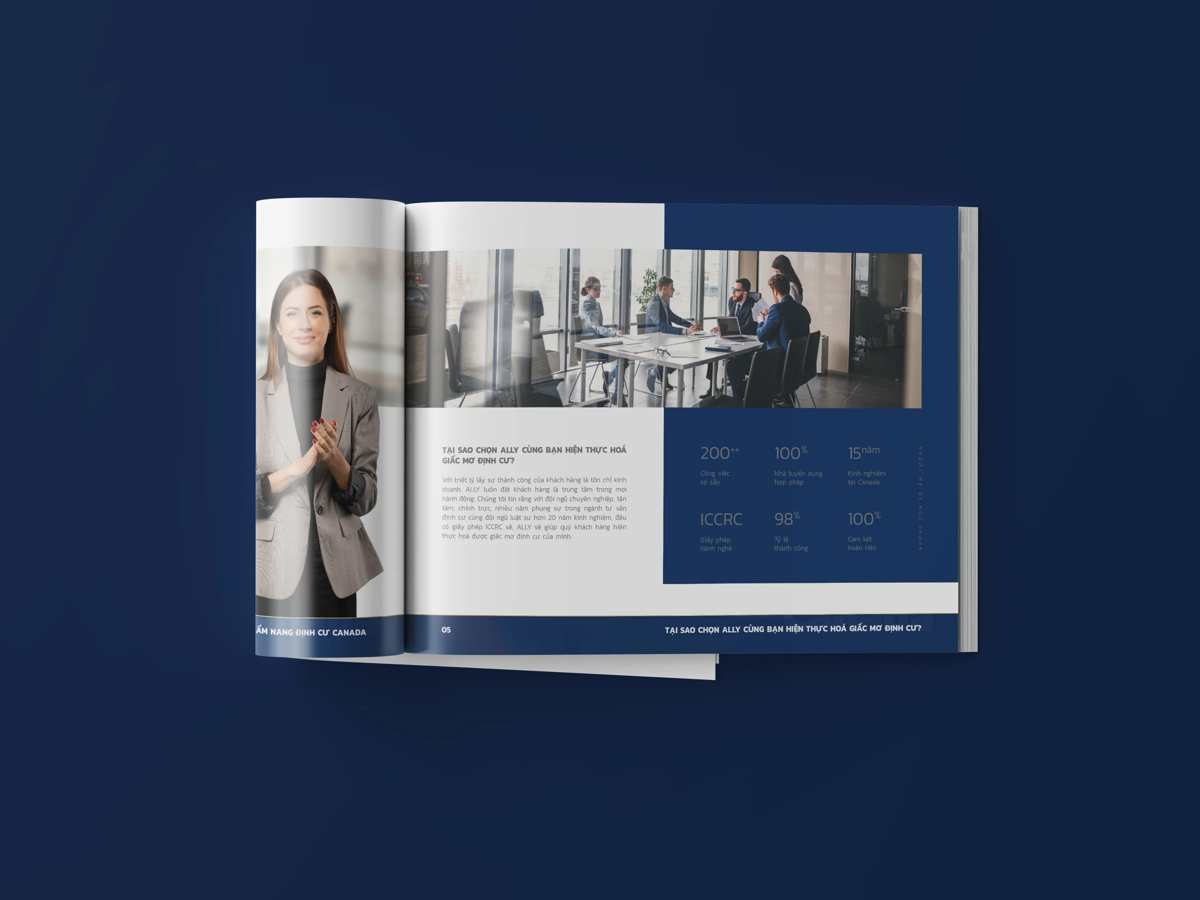 Immigration guide brochure spread design