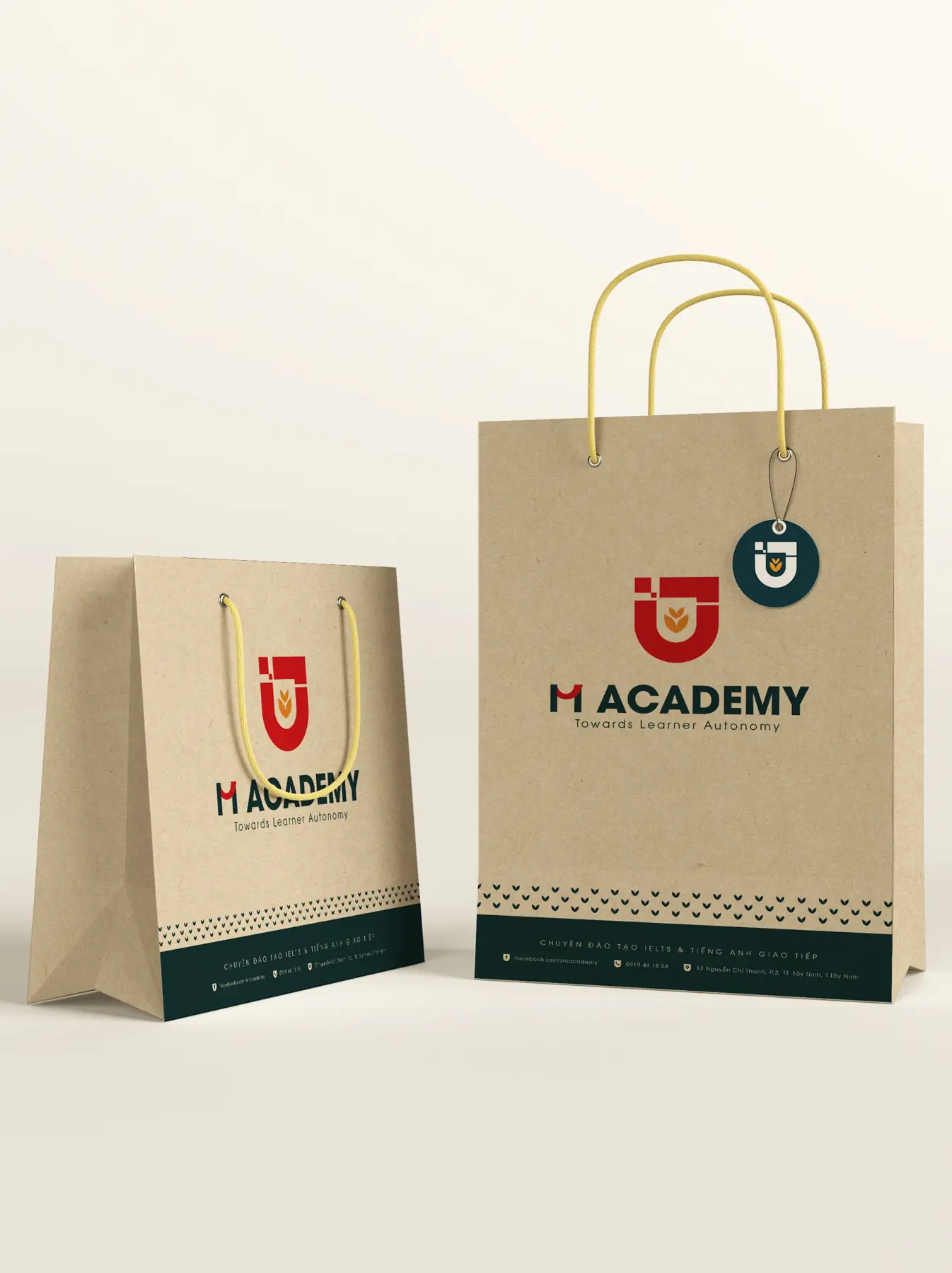 Branded paper shopping bag mockup