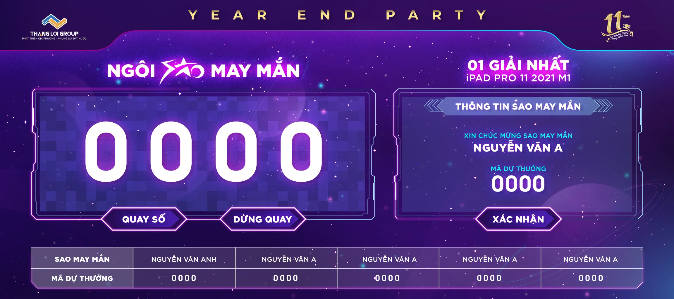 Prize announcement LED screen artwork